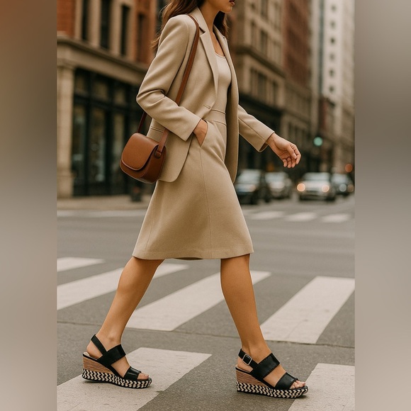 DV by Dolce Vita Black Vegan Wedge Sandals Size 8.5 NWB - Picture 2 of 12